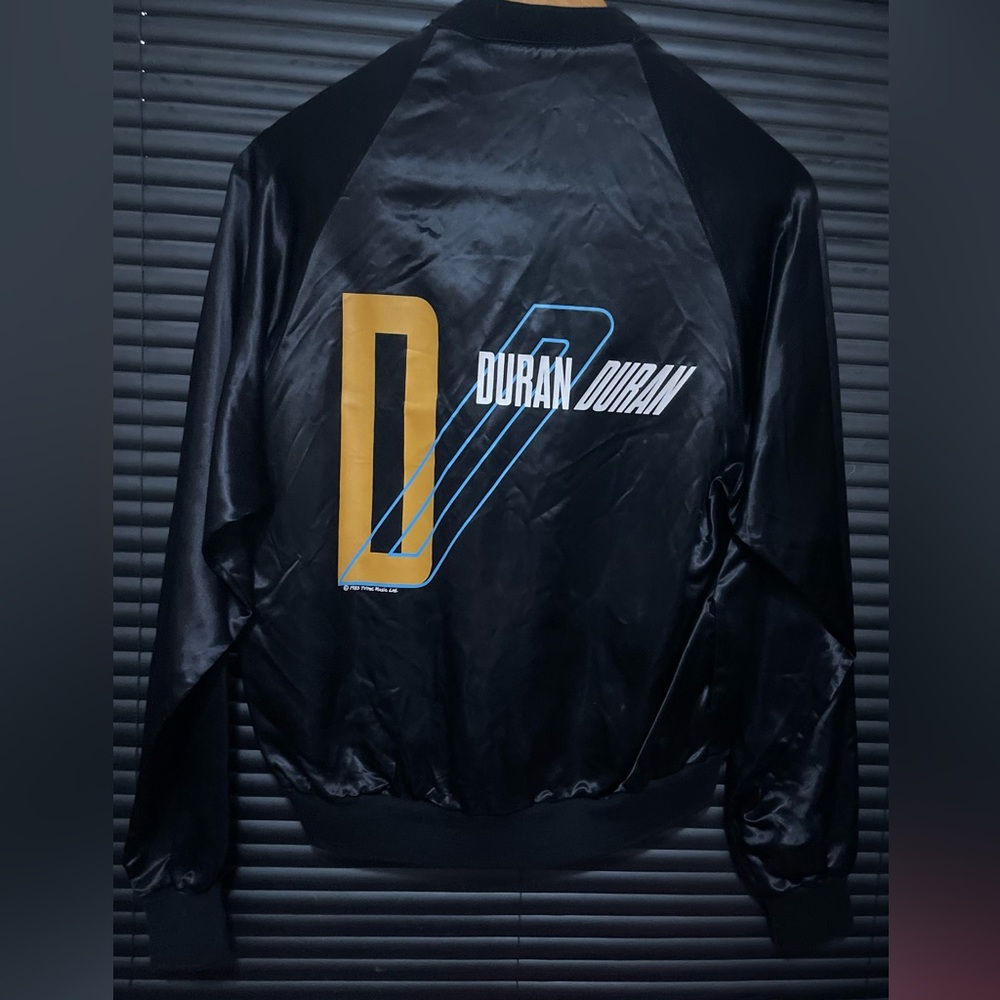Rare Vintage 1983 Duran Duran DD Satin Bomber Jacket Snap Up Medium M New Wave